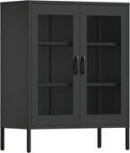 QINPTWUT 40" Industrial Storage Pantry, Kitchen Storage Cabinet with Mesh Door, 2 Adjustable Shelves, Freestanding for Kitchen, Dining Room,Bedroom, Workshop, Office, Garage (Black, 40")