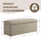Ya-Home Modern Storage Bench, Upholstered Storage Ottoman Chenille Fabric with Seating Entryway Bench for Bedroom Living Room, Oatmeal