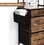 FAHKNS 3 Drawer Vertical Filing Cabinet with Charging Station, 3 Drawer File Cabinet with 4-Tier Shelves & Storage Bags, Printer Stand for Home Office, Suitable for Letterhead/Legal Documents/A4