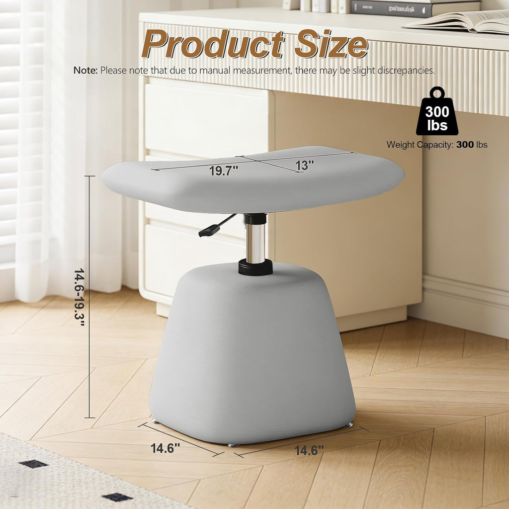 JPBSTO Small Ottoman Footrest, Modern Vanity Stool Chair Adjustable Height, Upholstered Ottoman with Soft Padded Seat Under Desk for Living Room, Vanity, Entryway, Bedroom (Gray, W-Ottoman)