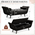Storage Bench for Bedroom, 65" End of Bed Bench King Size, Faux Leather Tufted Upholstered Window Bench Indoor Foot of Bed Storage Ottoman Long Seating with Arm for Living Room Entryway, Black