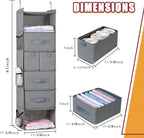 6-Shelves Hanging Closet Organizer with 5 Different Drawers, Foldable Closet Organizers and Storage for Wardrobe, Closet& RV, Clothes and Accessories Storage, Non-woven fabric, Gray