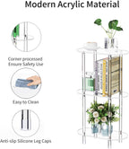 Clear Acrylic Narrow Side Table for Small Spaces, 15.75" L x 7.87" W x 26.7" H, 3 Tier Oval Slim End Table Nightstand, Small Minimalist Skinny Bedside Table for Bedroom, Bathroom, Living Room