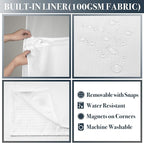 N&Y HOME Stall Waffle Weave Shower Curtain with Snap-in Fabric Liner & Hooks Set - 36" x 72" Small Shower Stall Size, Hotel Style & Mesh Top Window, Machine Washable - 36x72, White