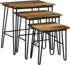 Natural and Black 3 Nesting Table with Hairpin Legs