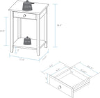 Casual Home Owl Night Stand with USB Port Charging Station and Drawer, 17.5"W x 14.25"D x 24.5"H, Warm Brown