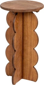 Creative Co-Op Scalloped Edge Accent Table, Walnut Finish