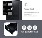 Merax 62.2" Pantry Cabinet with Three Doors & Three Drawers, Adjustable Shelves Storage Cupboard for Kitchen/Dining Room/Bathroom, Black