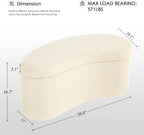 Zesthouse Storage Bench for Bedroom End of Bed, 39.4" Small Curved Entryway Ottoman Bench, White Sherpa Fabric Bench Seat for Living Room Hall Mudroom, Modern Upholstered Coffee Table Crescent Shape