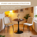 24" Square Tulip Dining Table for 2-4, Modern Kitchen Table with Pedestal Base, End Table Drink Table Small Bistro Table for Small Spaces, Apartment, Cafe, Office, Living Room (Black + Dark Walnut)