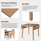 P PURLOVE 5 Piece Kitchen Dining Set, Wood Dining Table Set with Drop Leaf Dining Table and 4 Dining Upholstered Chairs, Dining Room Set for Small Places, Natural