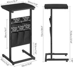 HOOBRO C Shaped End Table, 28.3" Side Table for Small Spaces, Couch Table with Storage Bag, Slide Under Sofa Side Table, for Living Room, Bedroom, Black BB40SF01
