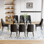 71" Glass Dining Table Set for 8, 9 Piece Dining Room Table Set with Upholstered Chairs, Kitchen Table Set for 8 for Home, Apartment, or Villa