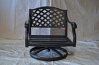 Nassau Cast Aluminum Powder Coated 4 Swivel Rocker Club Chairs with Walnut Seat Cushions - Antique Bronze