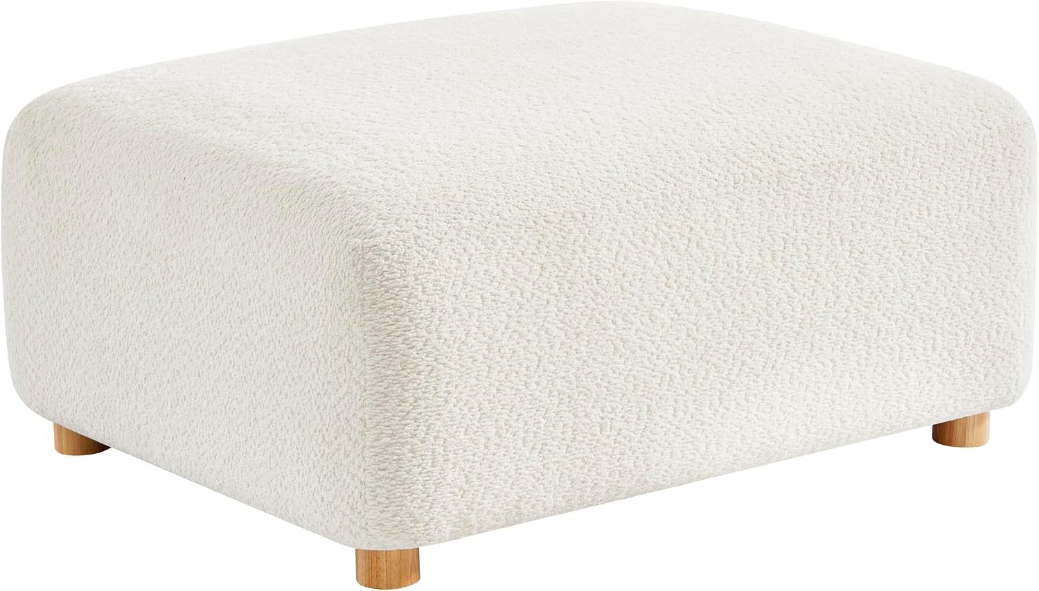 Modern Sherpa Boucle Ottoman, Comfy Modular Cloud Couch Ottoman, Apartment, Cream White