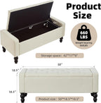 50" W Storage Ottoman Bench with Safety Hinge, Load up to 660 lb Ottoman with Storage, Upholstered Tufted Entryway Bench with Seating for Living Room, Bedroom, (Beige)