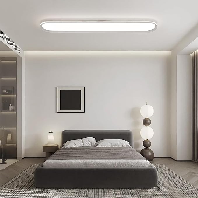 47.1 Inch Metal LED Ceiling Light,Slim, Edge Lit - 65W Full Spectrum Linear Ceiling Lamps,6500K Cool White Modern Ultra Thin Low Profile Light Fixture for Kitchen, Home & Office Hallway