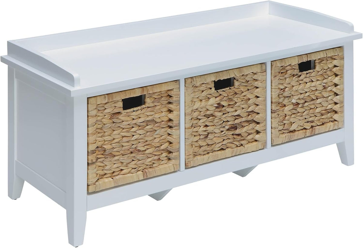 Retro Vintage Bench W/Storag, for Entryway Living Room Bedroom