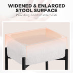 Vanity Stool Chair Faux Fur, 16.3" L x 12.8" W x 17.3" H Soft Ottoman, Makeup Chair Bench Furry Padded Seat with 4 Metal Legs, Footstool Multifunctional Chairs for Bedroom, Living Room, White