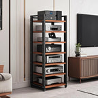 7-Tier Heavy Duty Audio Component Rack, 140cm Tall - Hifi Amplifier Rack | Audio-Video Shelving Adjustable - CD Record Player Stereo AV Receiver Equipment Cabinet Display Stand
