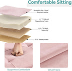 BRIAN & DANY 15" Small Ottoman with Storage Cube, Square Storage Ottoman Foot Stool with Wood Legs, Velvet Ottomans for Living Room, Bedroom, Dorm, Pink