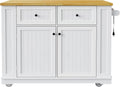 48" Kitchen Island with Drop Leaf, Power Outlet and Wheels | Drop Leaf Extension, Built-In Power Outlet, Rolling Wheels, 48 Inch Width, Kitchen Storage