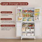PAOFIN 75" H Metal Storage Cabinet, Pantry with 6 Door Shelves and 4 Adjustable Shelves, Leveling Foot for Kitchen, Living Room and Dinning Room, White