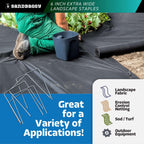 Sandbaggy 6" Wide Landscape Staples - Extra Heavy Duty: 7 Gauge Galvanized Steel - Hold Down Pipes, Landscape Fabric, Ground Cover, Erosion Control Netting, Sod, & Turf (100, 6" W x 8" L)