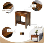 Casual Home Vanderbilt Nightstand with USB Ports-Warm Brown