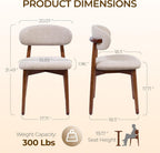 Mid Century Modern Dining Chairs Set of 4, Farmhouse Wooden Fabric Upholstered Kitchen Chairs with Curve Back, Dining Room Chairs for Living Room Restaurant Cafe with Brown Legs, Camel