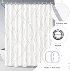 Punkray Beige Khaki Shower Curtain for Bathroom with Hooks, Extra Long Shower Curtain Set Stripe Bath Curtains Decorative White Shower Curtains Weighted Hem Water Repellent Washable, 72 x 84