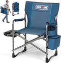 Overmont Folding Camping Chair with Side Table, Cooler Bag, 400 lb Capacity | Oversized Directors Chair for Lawn, Beach, Picnics and Fishing, 600D Oxford, 11.8 lb, Shoulder Strap and Storage Pockets