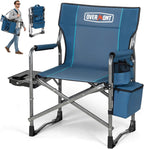 Overmont Folding Camping Chair with Side Table, Cooler Bag, 400 lb Capacity | Oversized Directors Chair for Lawn, Beach, Picnics and Fishing, 600D Oxford, 11.8 lb, Shoulder Strap and Storage Pockets