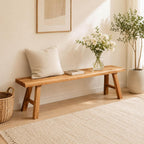 Farmhouse Solid Wooden Narrow Bench Natural Rustic Kitchen Dining Table Skinny Entryway Shoe Benches 47.2/62.9/70.8/78.8 In End of Bed Bench Dining Bench Shoe Bench For Hallway(47.2x10.2x17.7in)