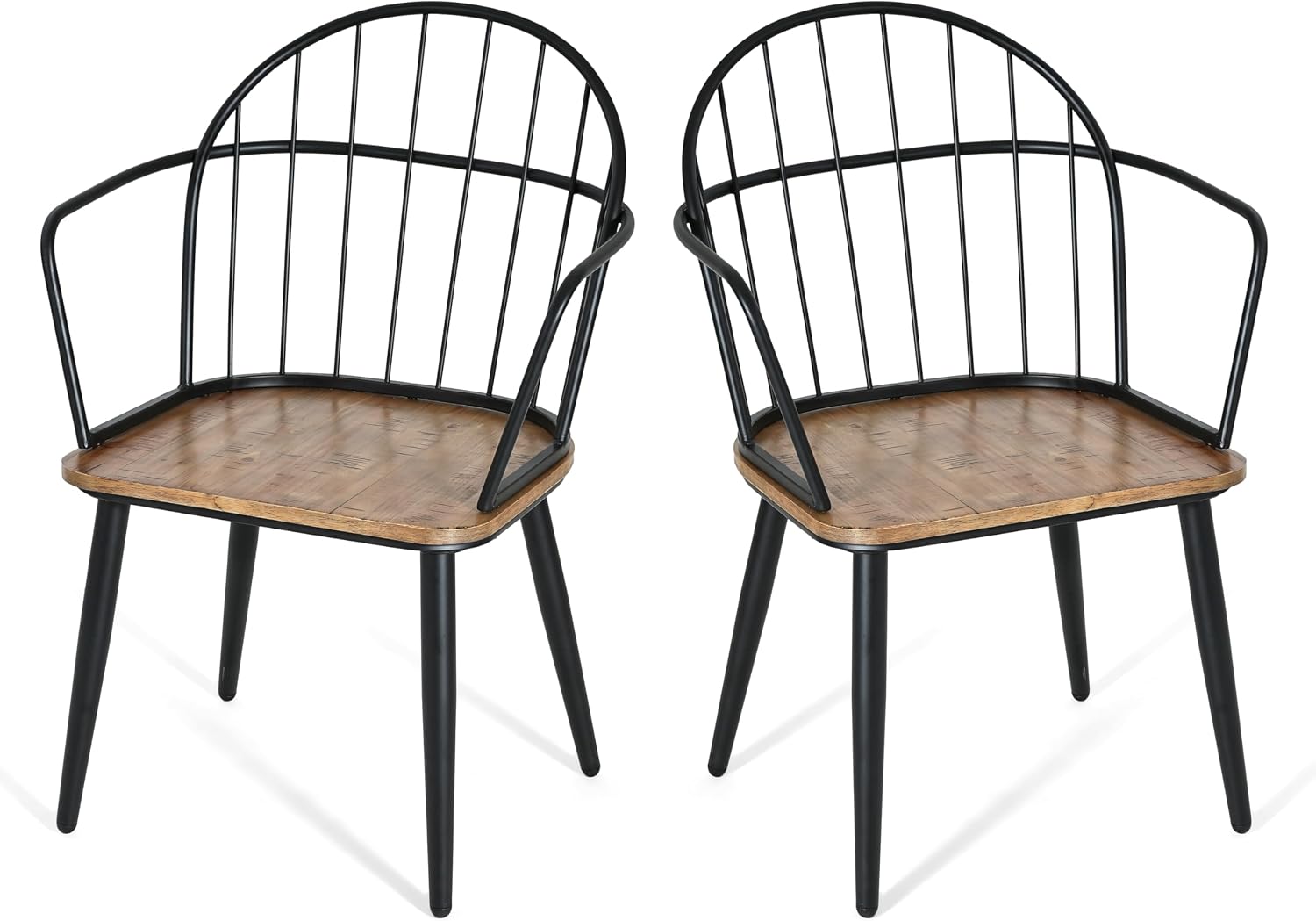 Christopher Knight Home Drats Dining Chairs Set of 2, Accent Dining Chair, Birch Finish Seating Kitchen Chair, Bucket Backrest Metal Frame Armchair, Industrial Dining Chair for Dining Room, Natural