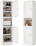 Bevivog Slim Kitchen Pantry Cabinet for Small Space, 67" Tall Narrow Storage Cabinets with Hutch and 3 Adjustable Shelves, Freestanding Tall Slim Bathroom Storage Cabinet