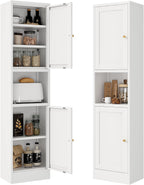 Bevivog Slim Kitchen Pantry Cabinet for Small Space, 67" Tall Narrow Storage Cabinets with Hutch and 3 Adjustable Shelves, Freestanding Tall Slim Bathroom Storage Cabinet