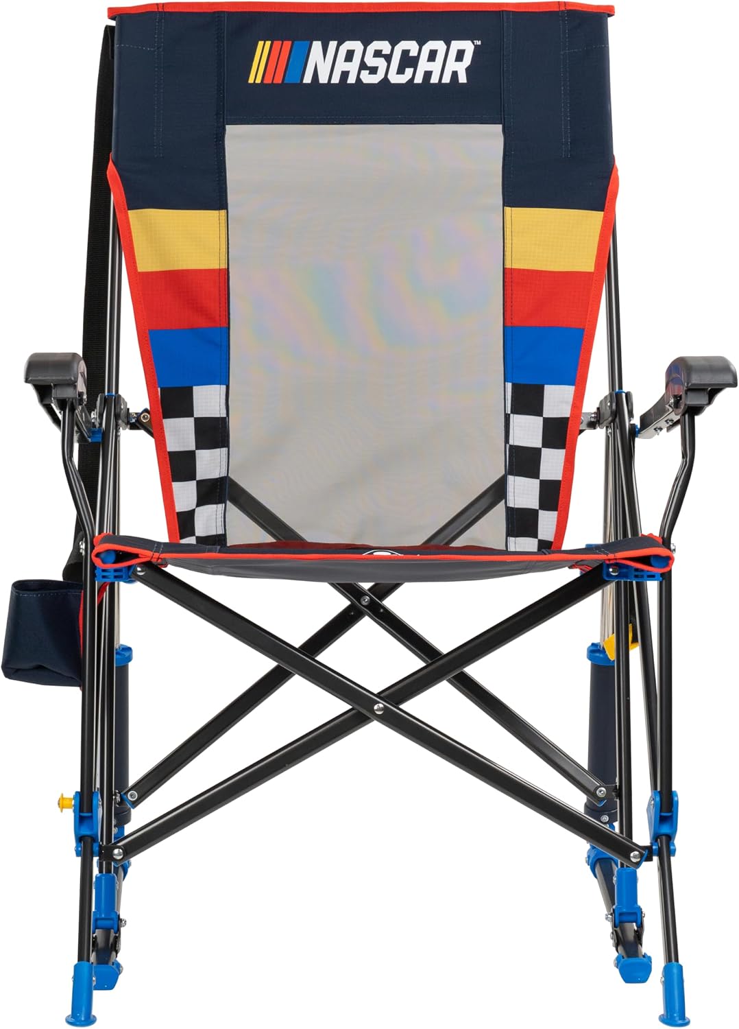 GCI Outdoor NASCAR Roadtrip Rocker Camping & Sideline Sports Chair | Portable Folding Rocking Chair with Durable Armrests & Drink Holder, Black