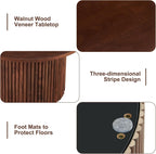 19 Inch Round End Table, Small Accent Pedestal Side Table, Wood Bedside Table for Living Room, Bedroom, Walnut Wood Veneer