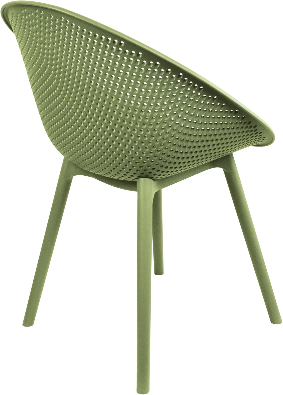 2xhome Modern Patio Dining Chair | Perforated Oval Egg-Shaped Breathable Weather Resistant Lounge Side Chair for Kitchen Indoor or Outdoor Use (Set of 2 Chairs, Green)