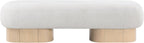Meridian Furniture 22001Cream Robertson Collection Art Deco Bench with Luxurious Cream Boucle Fabric and Rich Natural Oak Finish, 60.5" W x 18" D x 16" H, Cream