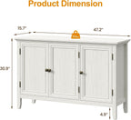RoyalCraft Buffet Cabinet with Storage, Mid Century Modern Sideboard with 3 Doors, Wood Credenza Coffee Bar Cabinet, Console Table for Dining Room, Living Room, Kitchen, Hallway, Grayish-White
