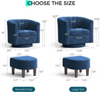 LINSY Large Swivel Accent Chair with Ottoman, Velvet Barrel Chair with Footrest, Modern Upholstered Comfy Reading Chair Armchair for Living Room, Bedroom, Study Room, Office, Blue