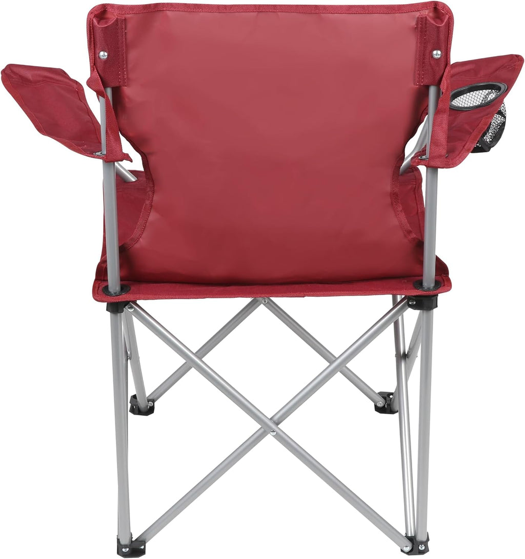 Basic Quad Folding Camp Chair with Cup Holder, Red, Adult