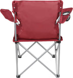 Basic Quad Folding Camp Chair with Cup Holder, Red, Adult
