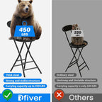 Rfiver Folding Stool with Back, Heavy Duty Foldable Stools for Adults with Handle, Portable Folding Stool Chair (24 inch Set of 1)