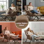 Lazy Chair with Ottoman, Comfy Chair with Pillow，Pure Khaki