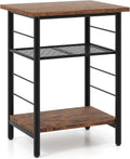Giantex 3-Tier Side Table with Adjustable Mesh Shelf, Industrial Nightstand, Small End Table Stand for Living Room, Bedroom, Office, 12" D x 15" W x 20" H