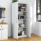 Kitchen Pantry Storage Cabinets, 70.87" Tall Pantry Cabinet with 2 Door and 3 Shelves, Farmhouse Kitchen Cabinets with Handles, Large Freestanding Storage Cabinet, White