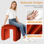 Flouki Velvet Ottoman Stools, Multifunctional Arch Ottomans, Makeup Vanity Stools, Ottomans for Bedroom, Dorm, Side Table Seat for Living Room, Entryway (Rust)